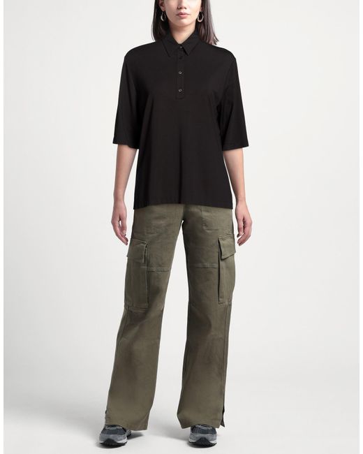 RUE DU BAC Black Polo Shirt Viscose, Polyamide, Elastane
