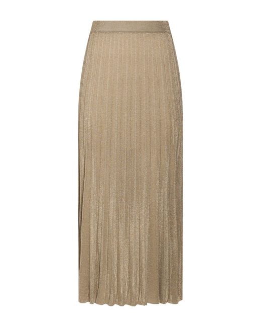 La Fileria Natural Sand Midi Skirt Viscose, Metal