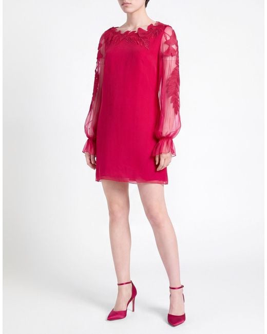Alberta Ferretti Red Mini Dress Silk