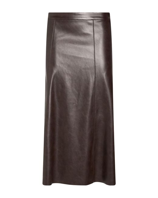 Kaos Brown Midi Skirt Polyester, Polyurethane