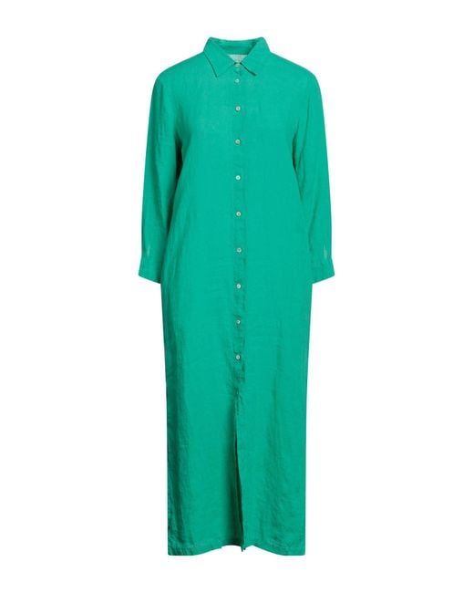 Vestido midi 120% Lino de color Green