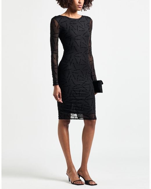 Karl Lagerfeld Black Midi Dress Polyester, Elastane