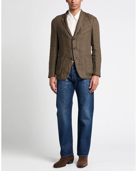 Boglioli Green Khaki Blazer Linen for men
