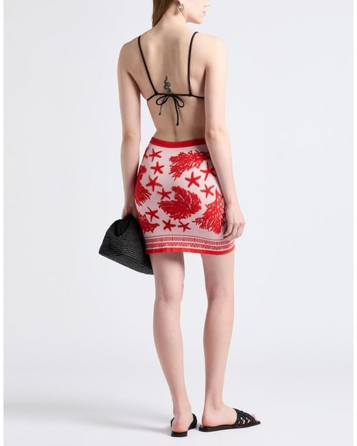 Versace Red Light Mini Skirt Cotton, Viscose, Polyester, Polyamide, Elastane