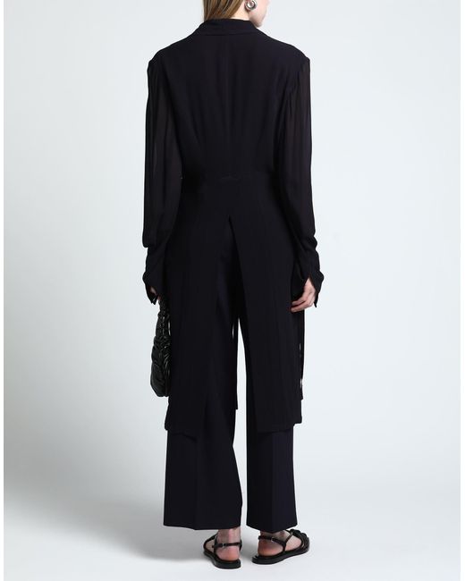 Y's Yohji Yamamoto Black Overcoat & Trench Coat Silk