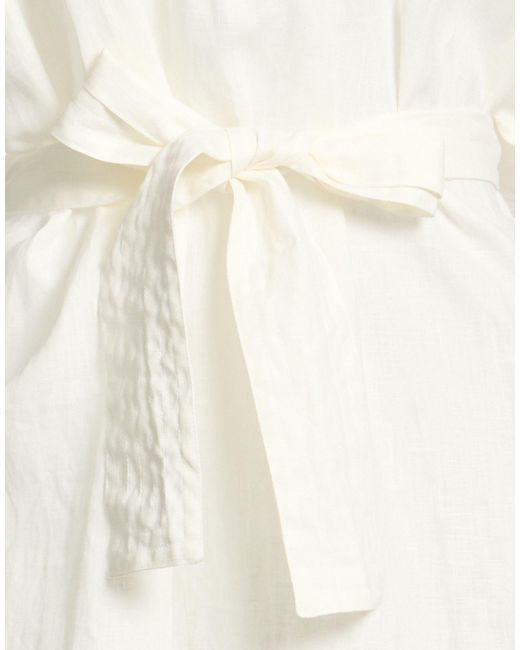 Fedeli White Ivory Midi Dress Linen