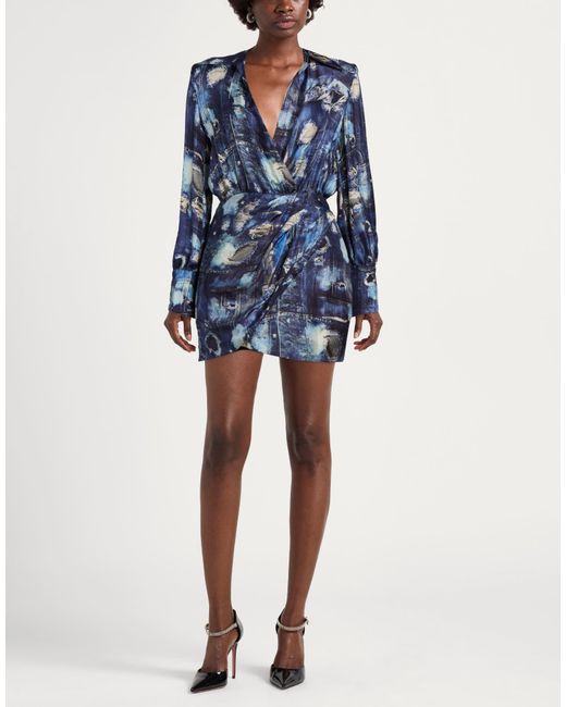 John Richmond Blue Mini Dress Viscose, Silk