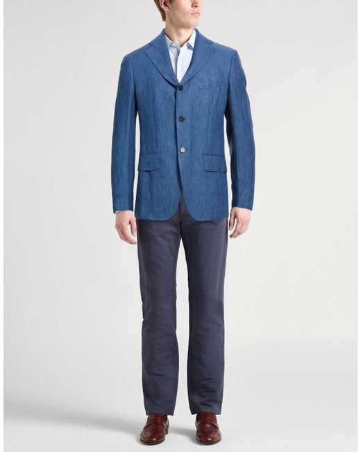 120% Lino Blue Blazer Linen for men