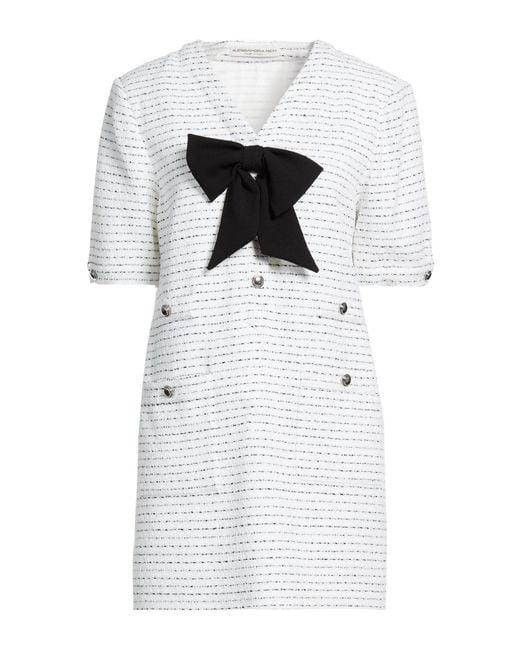 Alessandra Rich White Mini Dress Polyamide, Cotton, Polyester, Virgin Wool, Elastane
