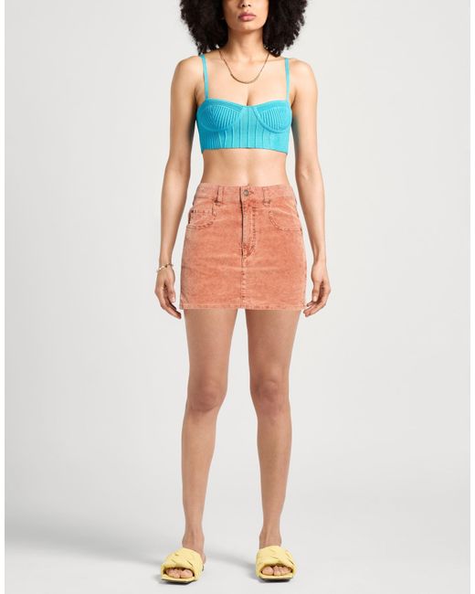 Isabel Marant Pink Tan Mini Skirt Cotton, Elastane