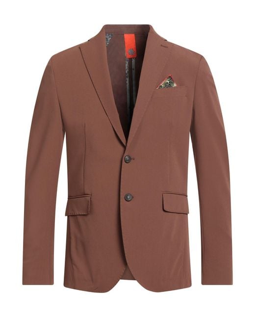 Bharnaba Brown Blazer Polyester, Viscose, Elastane for men