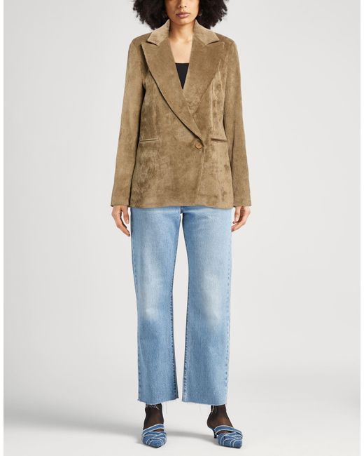 Manila Grace Natural Khaki Blazer Polyester, Polyamide, Elastane