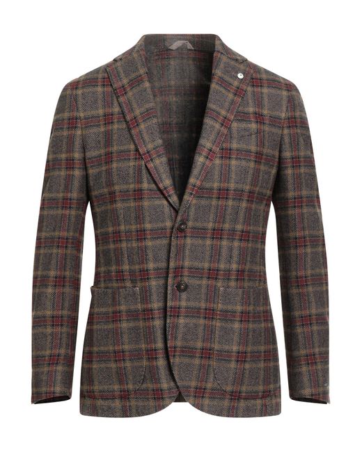 L.b.m. 1911 Brown Blazer Cotton, Wool, Polyamide for men