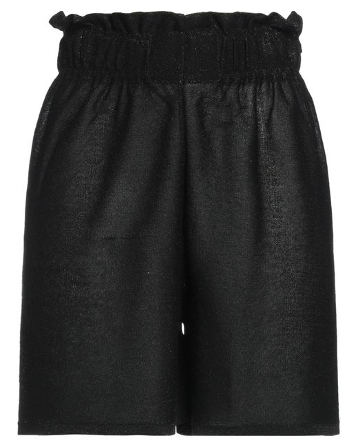 VIKI-AND Black Shorts & Bermuda Shorts Viscose, Polyester, Metallic Polyester