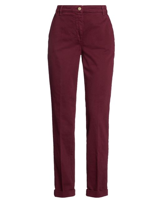 Manila Grace Red Pants Cotton, Elastane