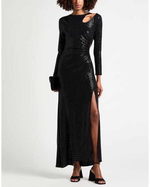 Maje Black Maxi Dress Nylon, Elastane, Polyester
