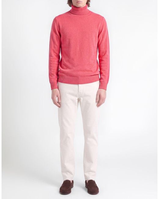 Fedeli Pink Turtleneck Cashmere for men