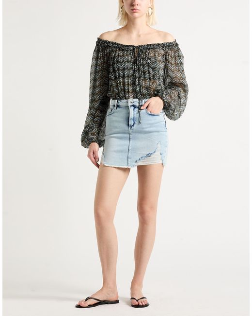 Twinset Blue Denim Skirt Cotton, Elastomultiester, Elastane