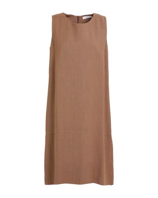 Fedeli Brown Midi Dress Viscose, Linen