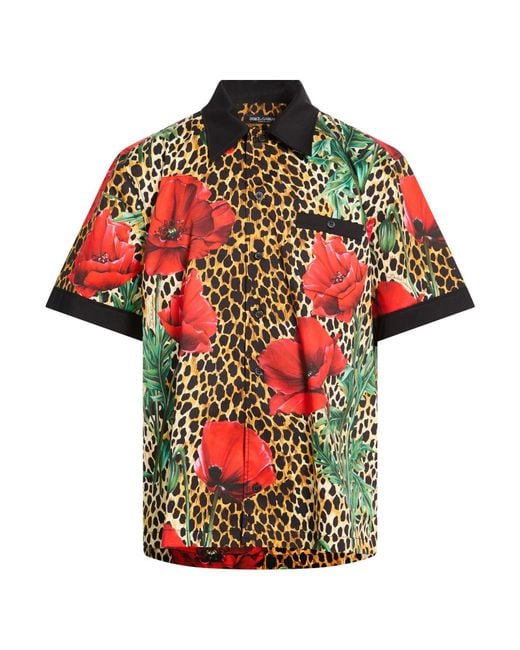 Dolce & Gabbana Red Shirt Cotton, Elastane for men