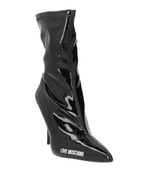 Love Moschino Black Ankle Boots Textile Fibers