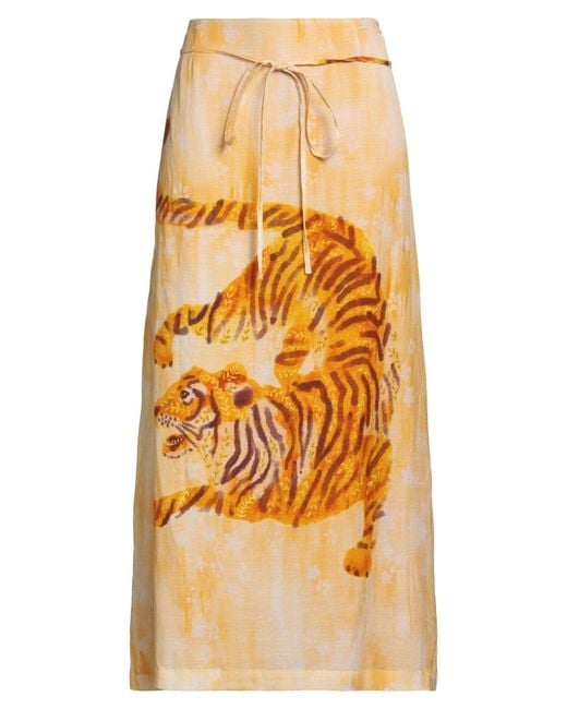 Ottod'Ame Natural Apricot Maxi Skirt Viscose, Linen