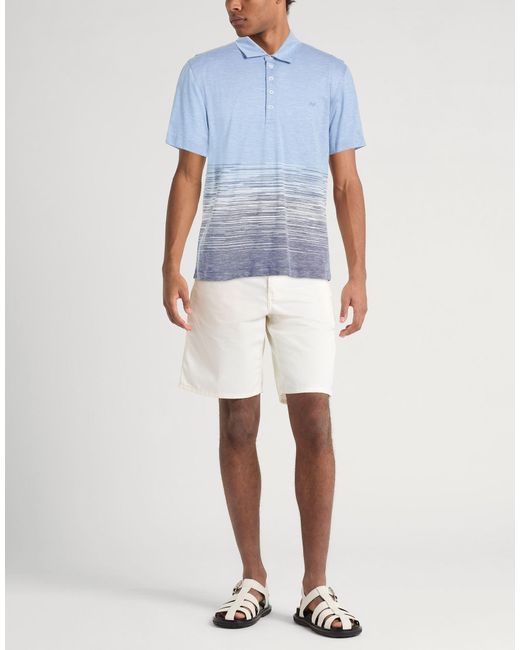 Missoni Blue Polo Shirt Cotton, Linen for men