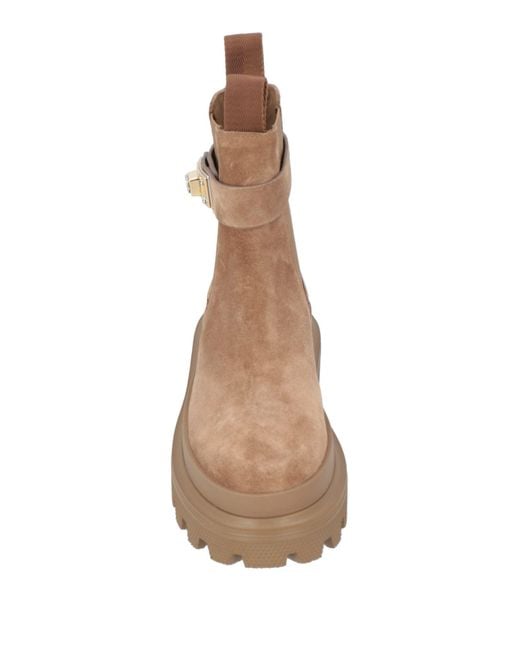 Dolce & Gabbana Brown Ankle Boots Calfskin, Viscose, Polyester, Elastane