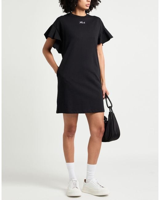 Karl Lagerfeld Black Mini Dress Organic Cotton, Cotton