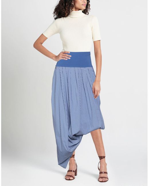 Manila Grace Blue Midi Skirt
