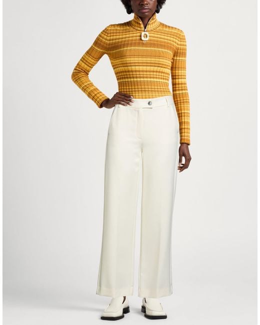 Marella White Ivory Pants Polyester, Elastane