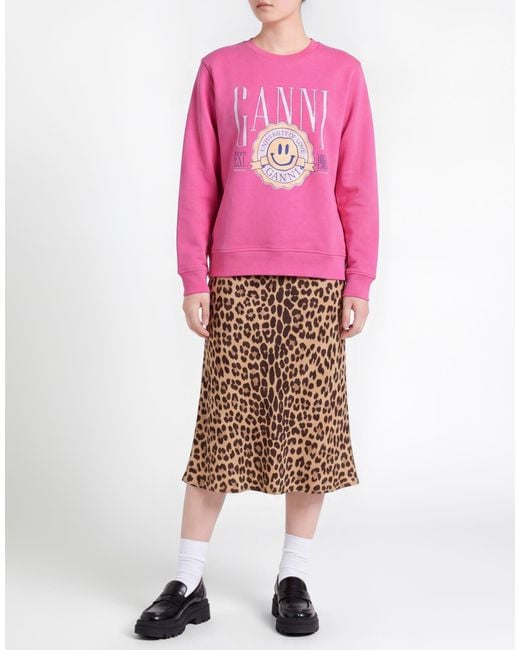 Ganni Pink Sweatshirt Organic Cotton, Polyester