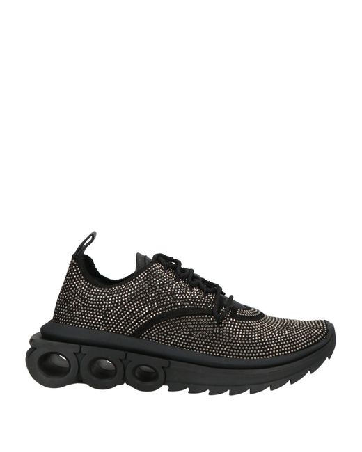 Ferragamo Black Sneakers Polyester, Elastane, Lycra, Calfskin