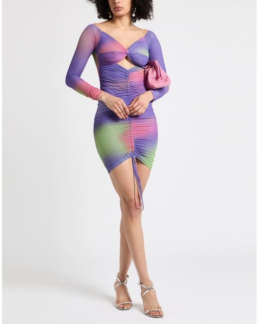 Emporio Armani Purple Midi Dress Polyester, Elastane