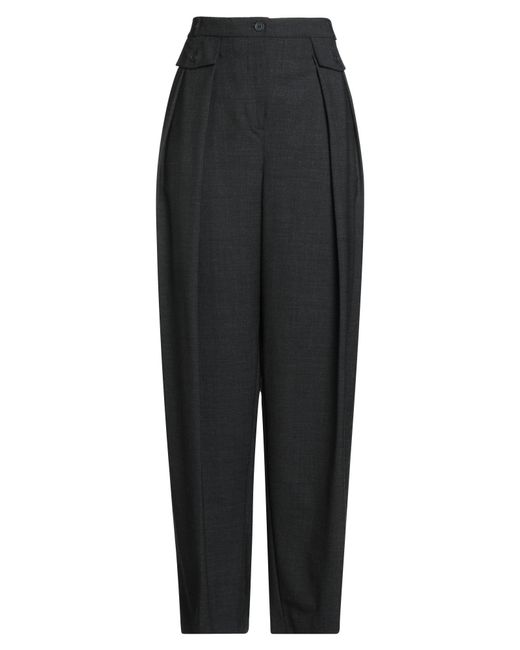 Semicouture Black Pants Polyester, Virgin Wool, Elastane