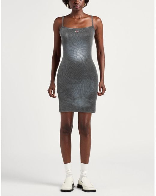 DIESEL Gray Lead Mini Dress Rayon, Elastane, Viscose