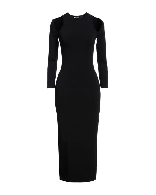 DSquared² Black Midi Dress Viscose, Polyester