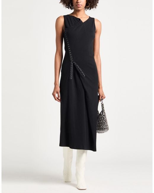 MM6 by Maison Margiela Black Midi Dress Cotton, Elastane
