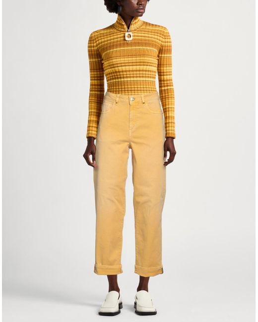 Angelo Marani Yellow Marigold Pants Cotton, Elastane