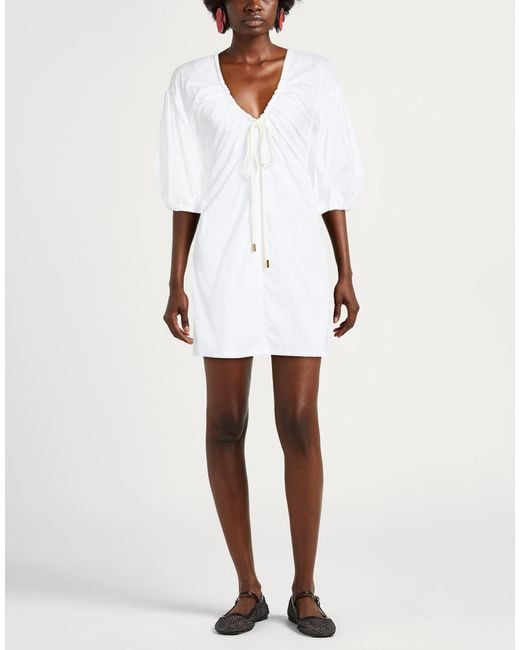 Pinko White Mini Dress Cotton, Polyamide, Lyocell
