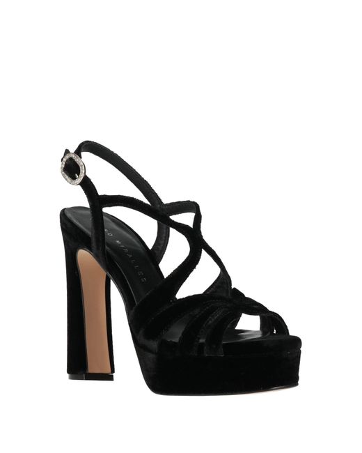 Pedro Miralles Black Sandals Textile Fibers