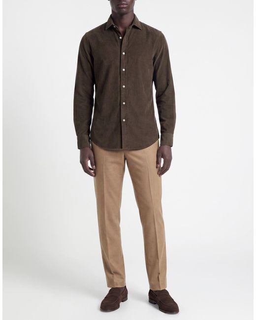 Canali Brown Dark Shirt Cotton for men
