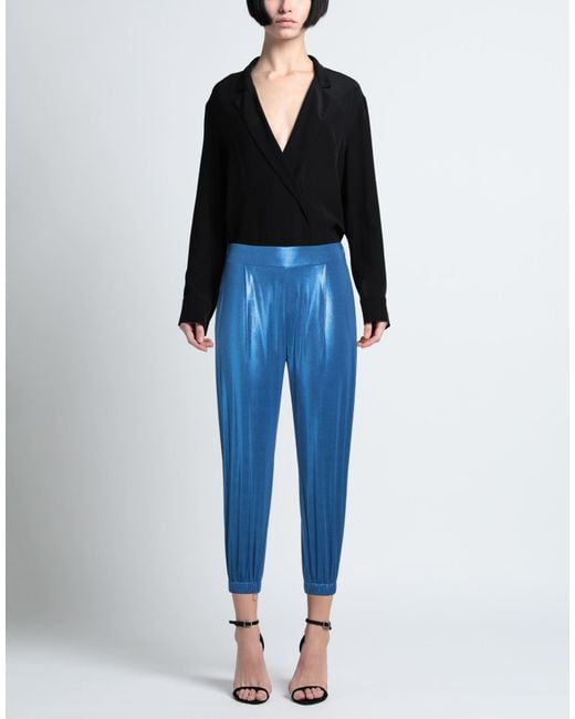 Soallure Blue Pants Polyester, Elastane