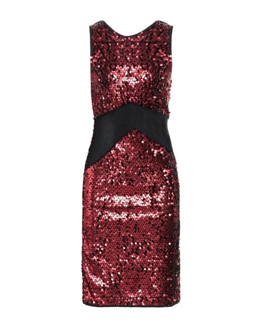 GAUDI Red Burgundy Mini Dress Polyester, Elastane, Polyamide