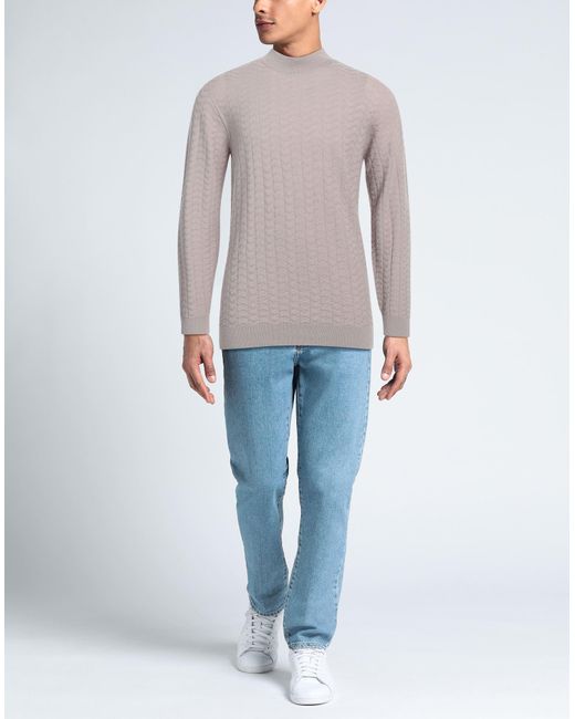 Giorgio Armani Gray Taupe Turtleneck Virgin Wool, Polyester for men