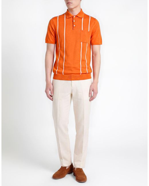 GALLIA Orange Polo Shirt Cotton for men