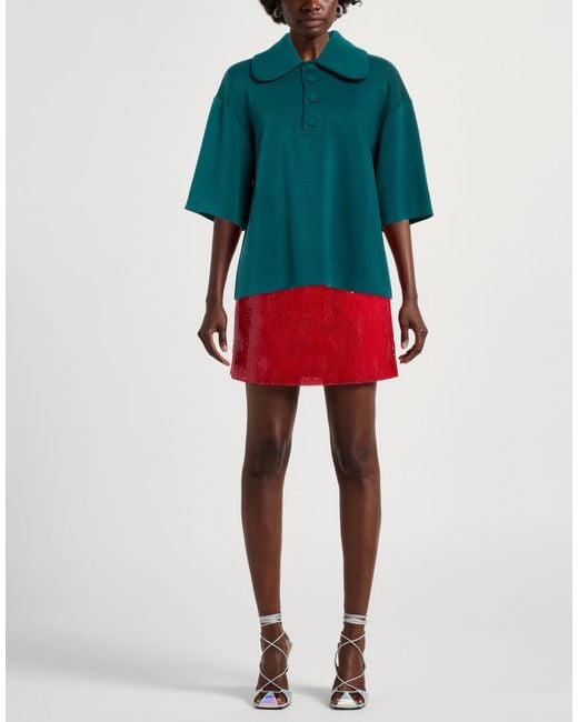 MEIMEIJ Green Polo Shirt Rayon, Polyester, Elastane