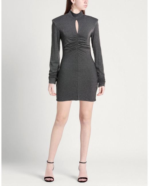 SIMONA CORSELLINI Black Mini Dress Viscose, Polyamide, Metal Fiber, Elastane