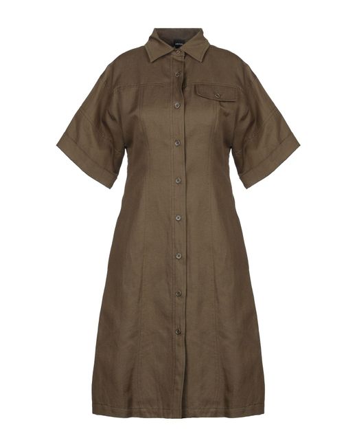 Aspesi Natural Military Midi Dress Cotton, Linen