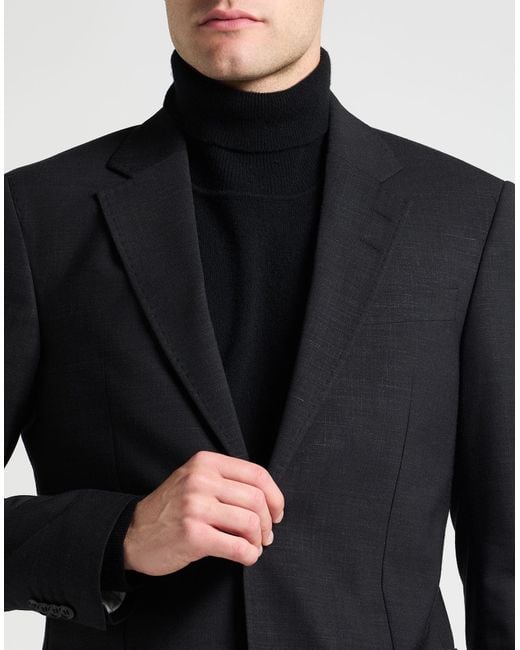 Tiger Of Sweden Black Charcoal Blazer Recycled Polyester, Wool, Linen, Elastane for men